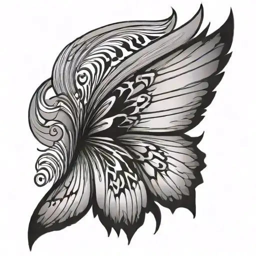 An Angel Wing With A Butterfly Wing With A Single Stroke Very Simple Abstract