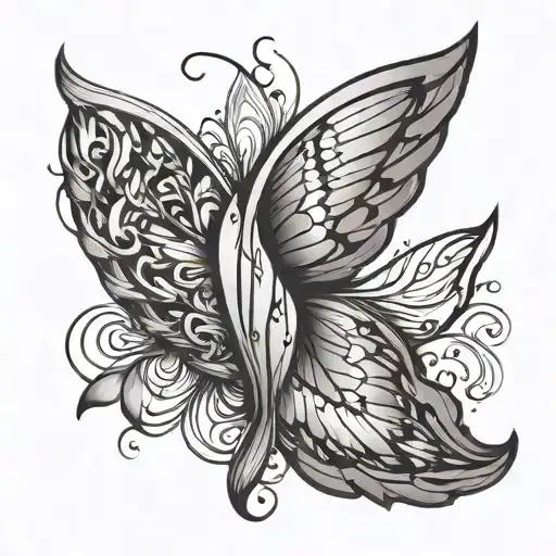 An Angel Wing With A Butterfly Wing With A Single Stroke Very Simple Abstract