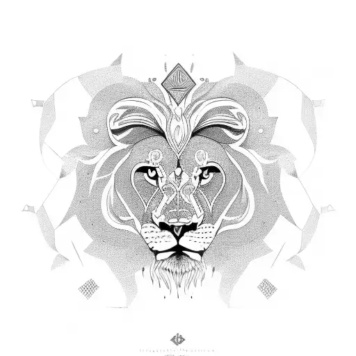 A Powerful Lion Head With Intricate Geometric Patterns