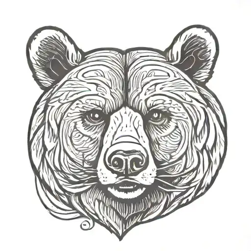 Woodcut Bear Head
