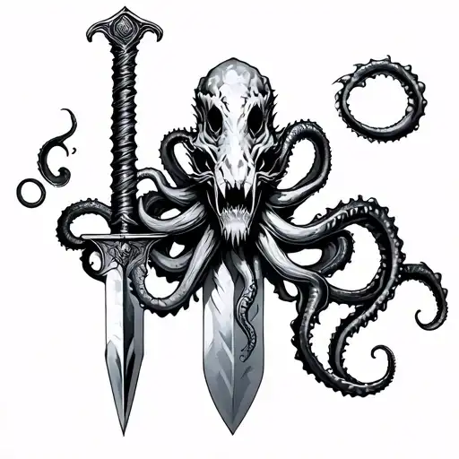 Kraken Wrapped Around A Dagger