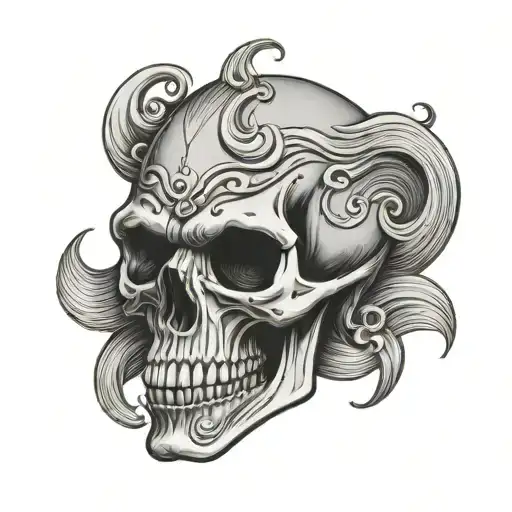 Vampire Skull With Waves