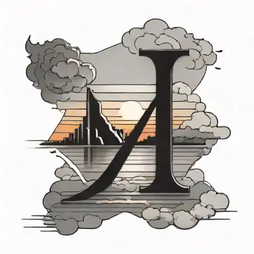 Letter E And Sunset Minimalist