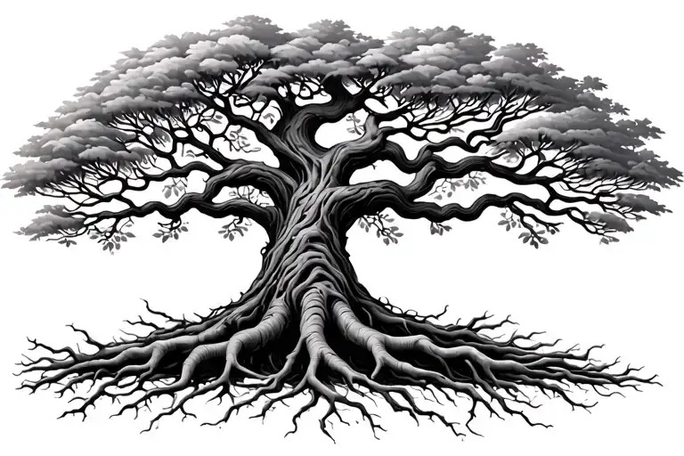 Family Tree Intertwined Roots Forming