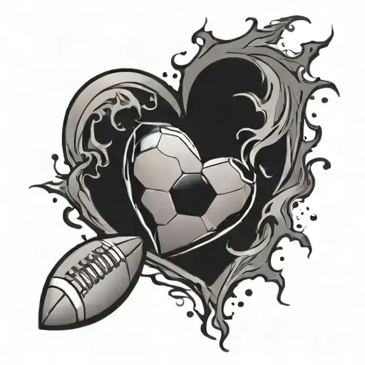 Football And Heart Surrounded