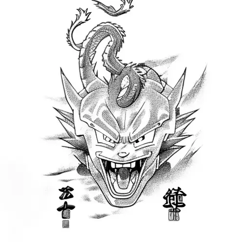 Dragon Ball Z Character In A Traditional Japanese Dragon Style