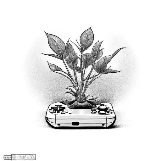 A Plant Growing Out Of A Game Console