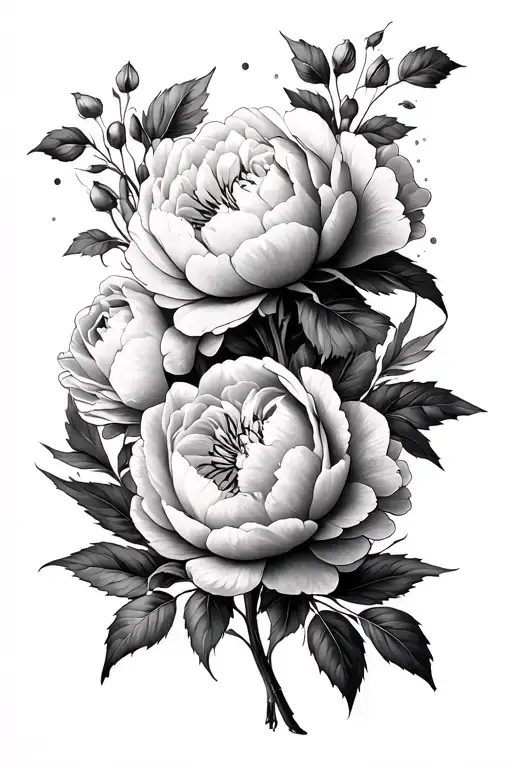 Peonies Blooming In Background Wrapping Around A Spine