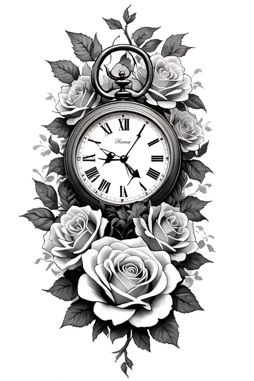 Clocks And Roses Intertwined