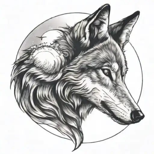 Wolf And Moon