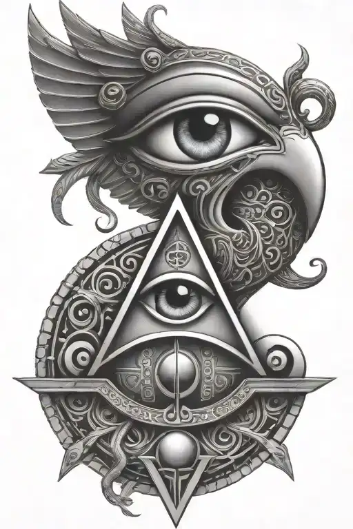 Ankh Eye Of Horus And Eye Of Ra With Detailed Eyes