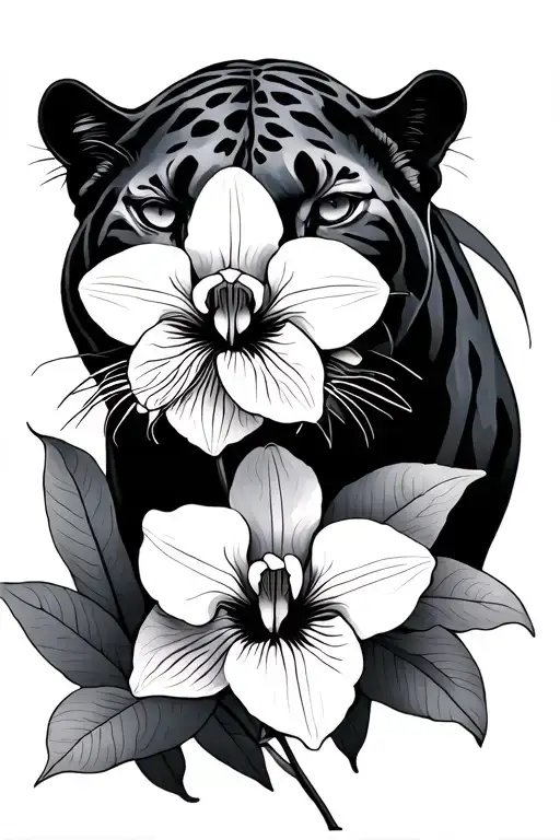 Panther And Orchid Flower