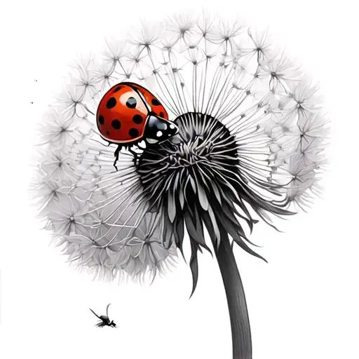 Ladybird Taking Flight From A Dandelion