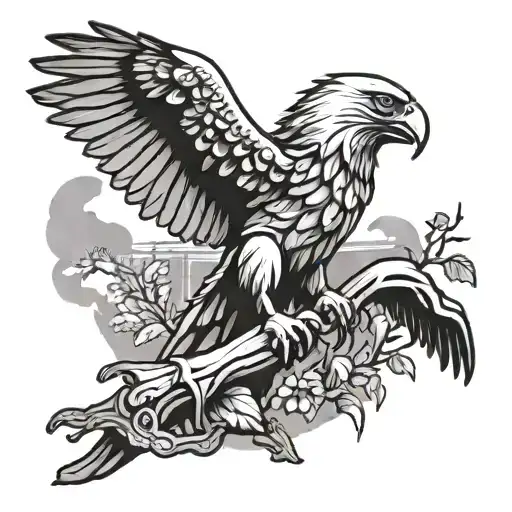 War Eagle Perched On Top