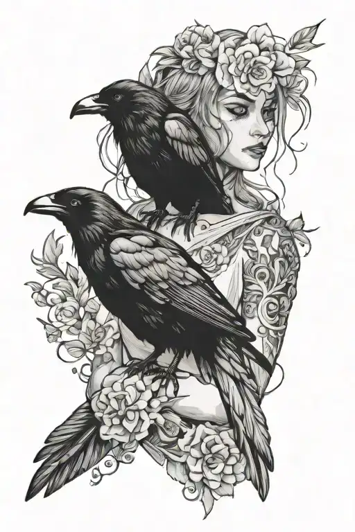 A Woman Holding A Raven
