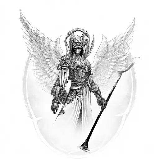 Descending Warrior Angel With Scythe