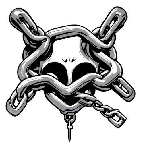 Broken Chain Link Bolted To Chest Chain Only