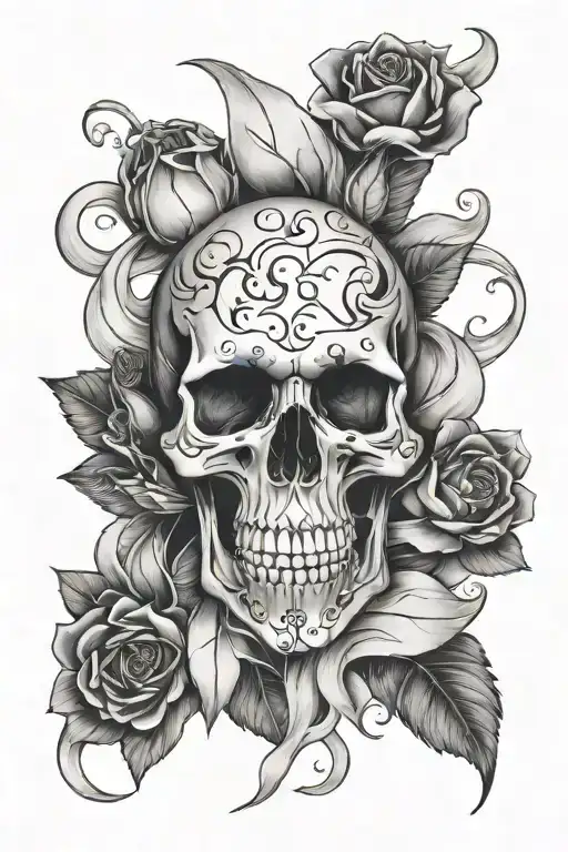 Skull And Smoke And Roses Wrapped