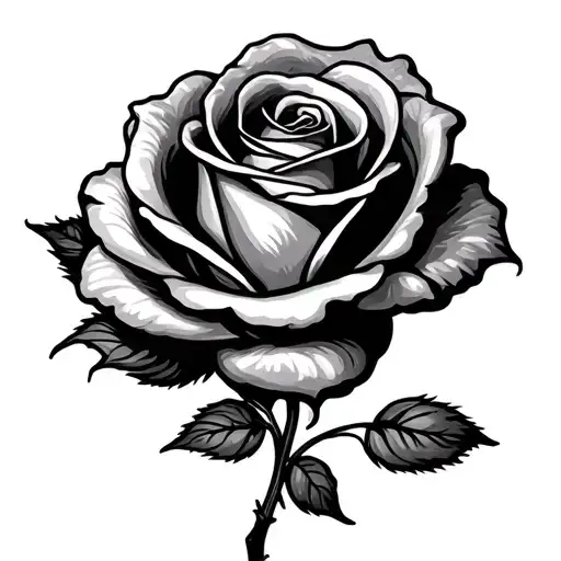 Rose Name In Cursive With A Rose Going Through