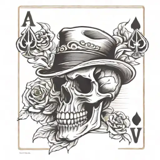 Memento Mori Skull With Ace Of Spades Card
