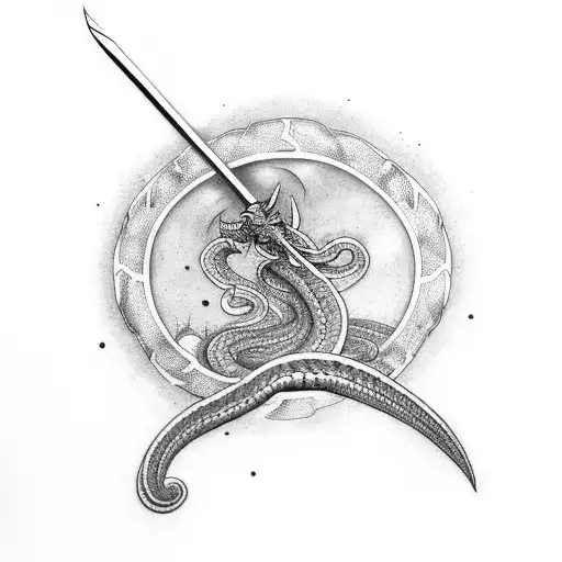 Vertical Tatto Nortic Sword Wrap It With Snakes