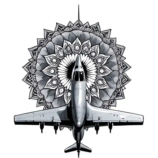 Airplane And Mandala Design Incorporating