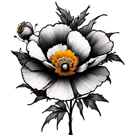 Golden Poppy And Ocean Animal