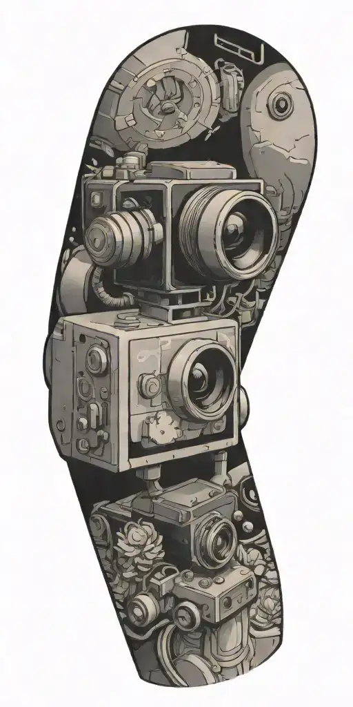 A Pixelated Camera Capturing A Scene From A Video Game