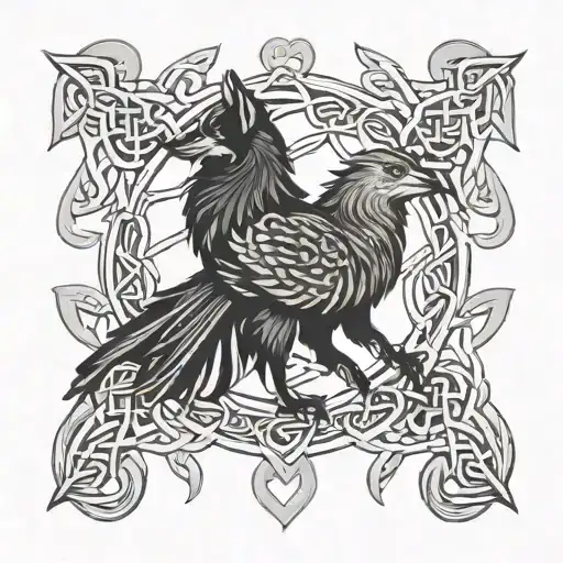 Wolf Raven Celtic Knot Intertwined