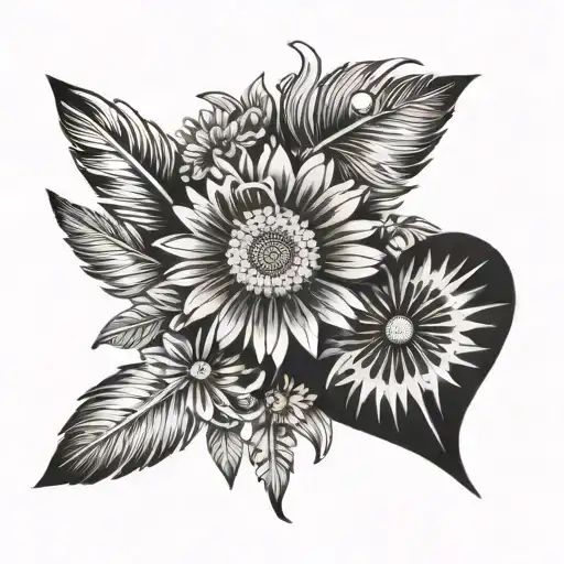 Bracelet Heart Sign Arrow Daisies Dandelion Flower Feather