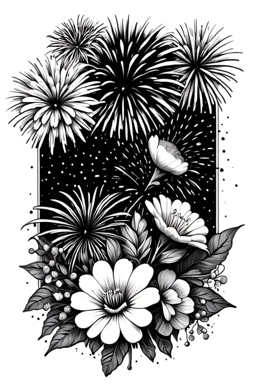 Fireworks And Flowers Intertwined