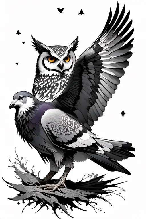 Wolf Owl Pigeon Flying
