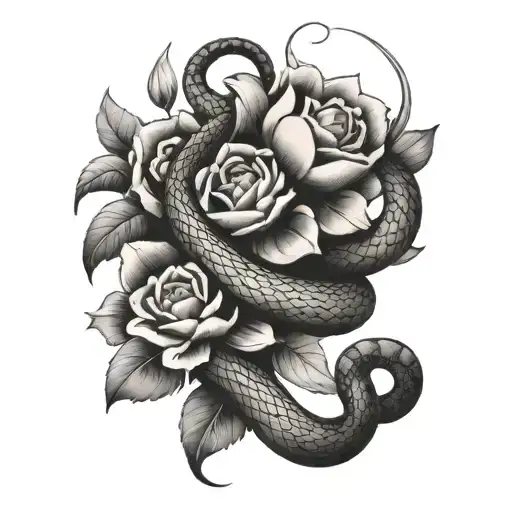 Snake Wrapped Around Flower Bouquet