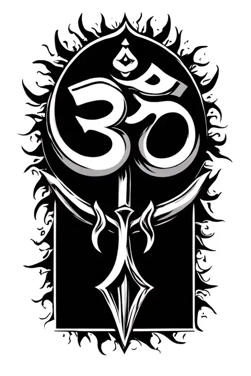 Om Symbol With Trishul Trident Incorperated With Faith And Beleive