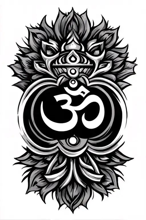 Om Symbol With Trishul Incorperated With Faith And Beleive