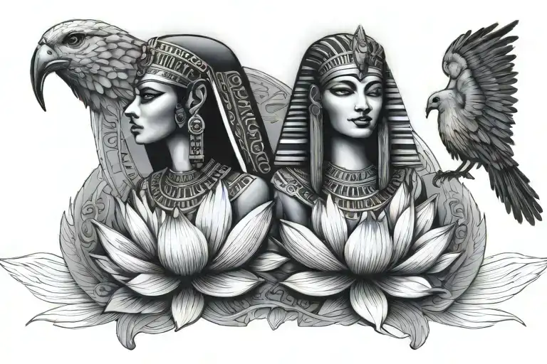Egyptian Lotus And Ma'at Feather