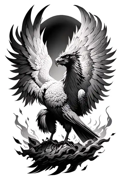 Black Phoenix Rising From Ashes