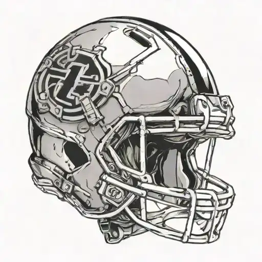 Football Helmet On Iron Beam