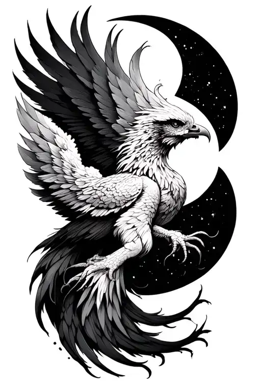 Phoenix Rising Moon Merging Together