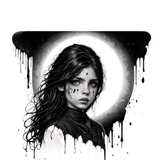 A Girl On The Background Of A Bloody Eclipse