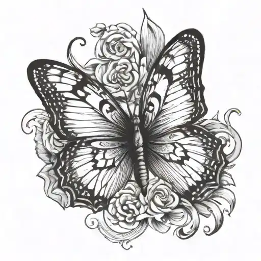 Butterfly With Number 001 Fine Line