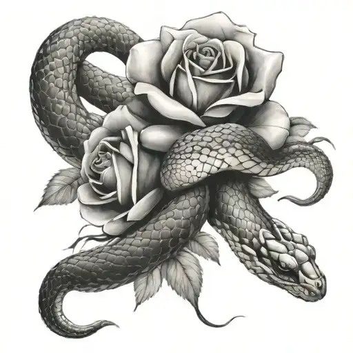 Snake And Roses Elegant