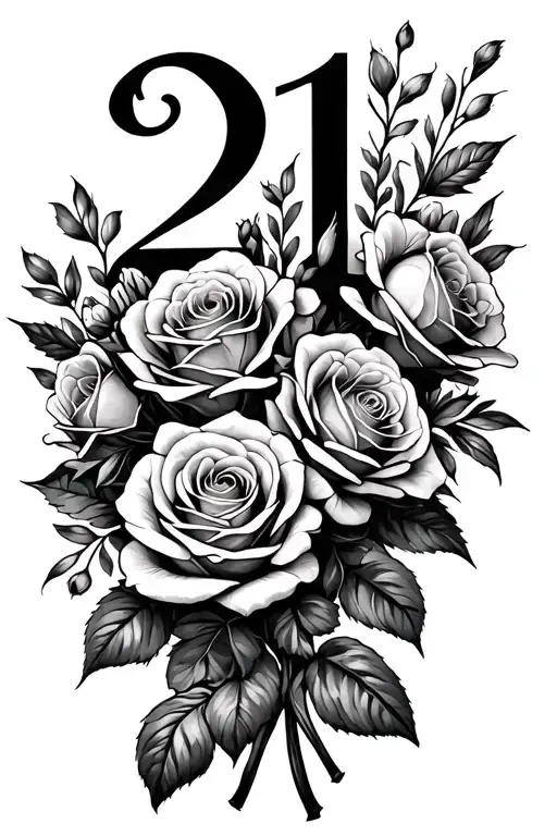 Flowers With The Number 21 Roses Bouquet