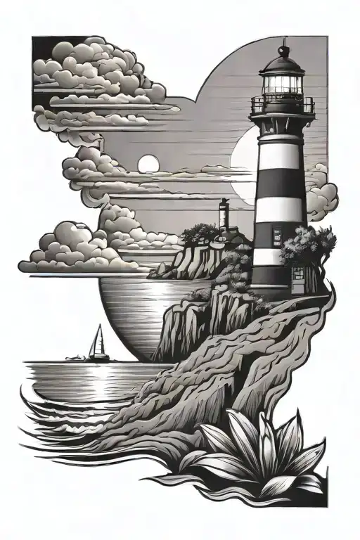 Lighthouse And Beach Sunset