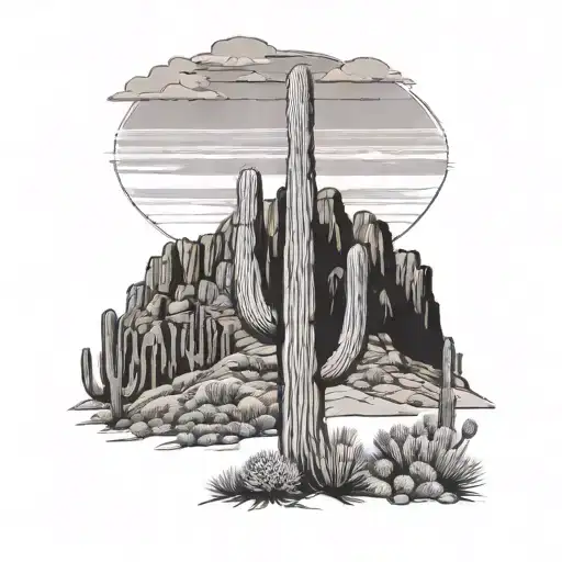 Saguaro Cactus In The Mountains