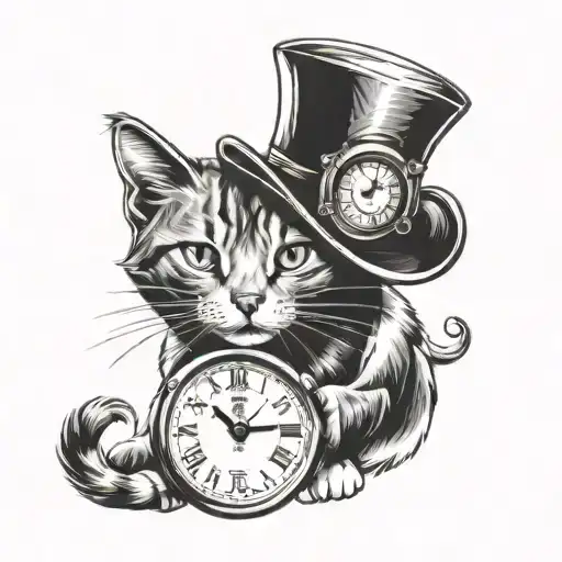 Cat And Hat And Clock