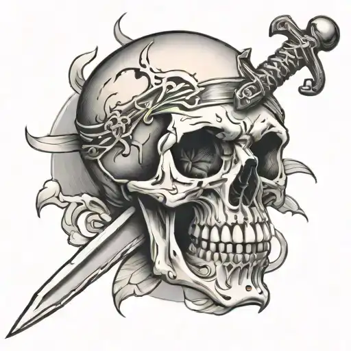 Skull With A Dagger Going Through It