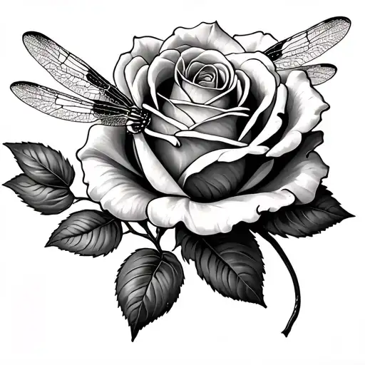 Rose And Dragonfly
