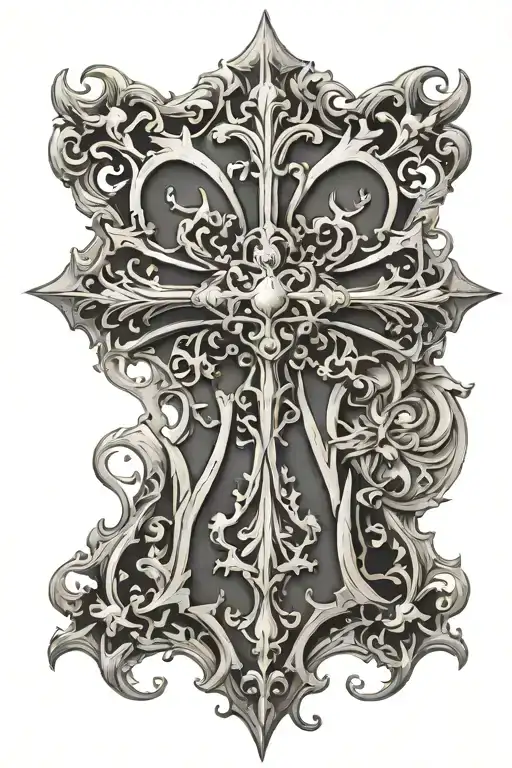 Gothic Style Cross Tattoo Design