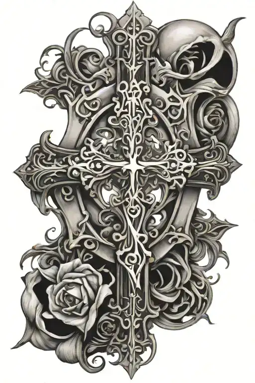Gothic Style Cross Tattoo Design